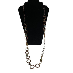 Coldwater Creek Long Ring and Rhinestone Copper‎ Tone Necklace